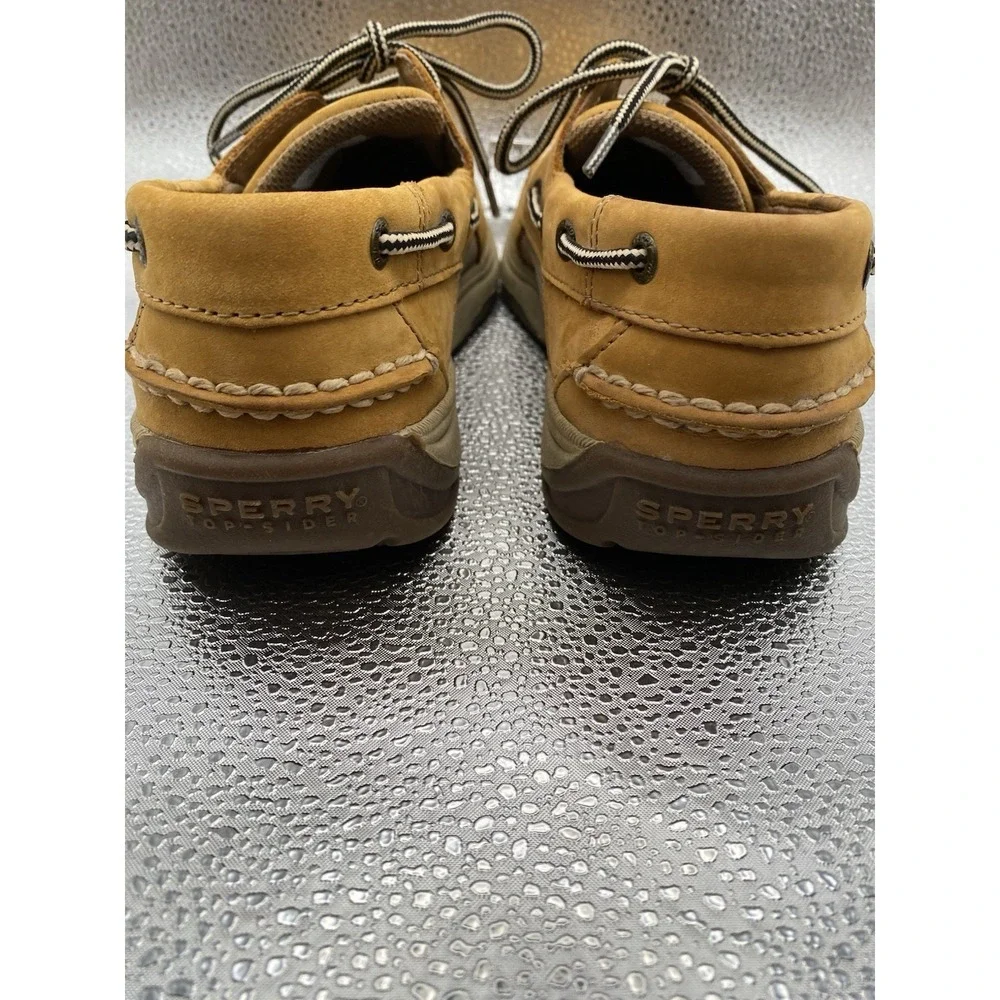 Sperry Top-Sider Intrepid Boys Boat Shoe Brown Leather‎ Lace Up Non-Slip Size 5M